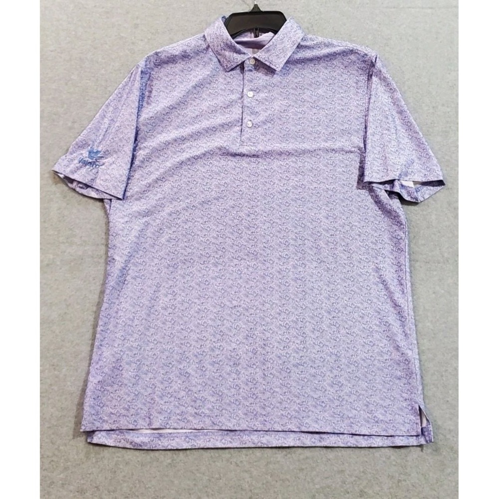 Hickey Freeman Men's Polo Shirt AOP Purple Short Sleeve Size Large‎